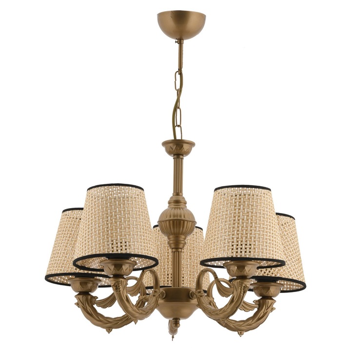 Candelabru fiona coral - negru, auriu, crem, Opviq 5392, Corp metalic