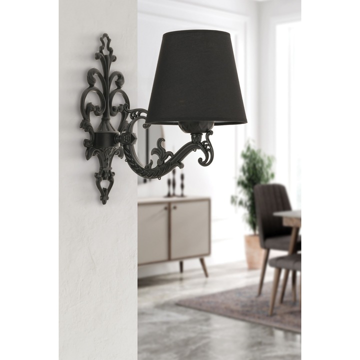 Стенна лампа Claire, Opviq, черна, 1 x E27, 24 см, 15x10x13 см