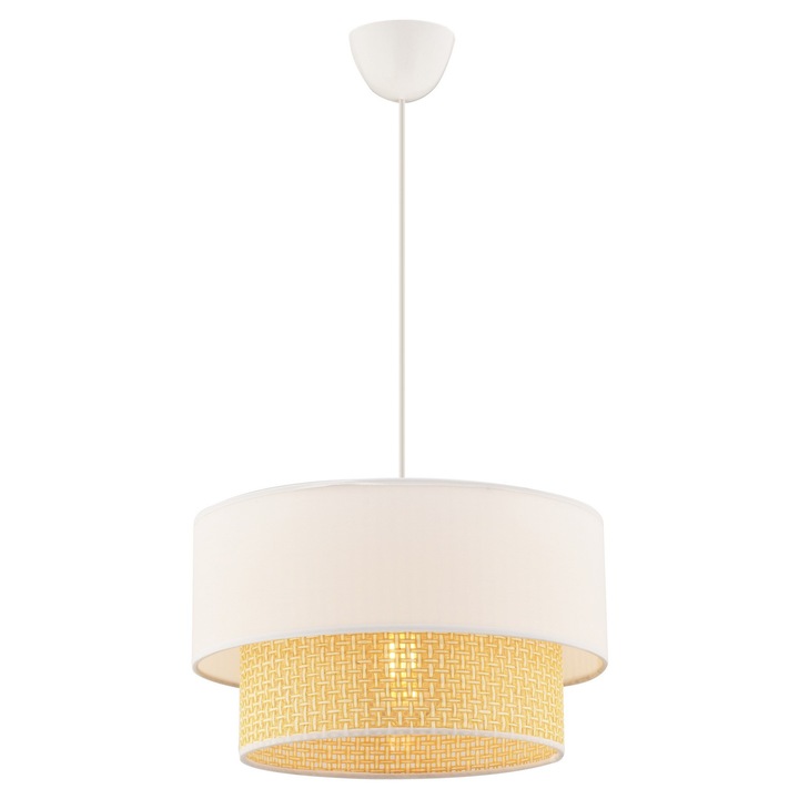 Lustra Opviq Echo Hazeran, metal, camel si alb, dimensiuni 30x30cm, inaltime 65cm, tip soclu E27