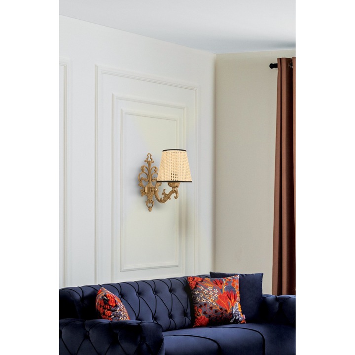 Стенна лампа Claire, естествен цвят, златиста, 1 x E27, 15x10x13см, височина 24см