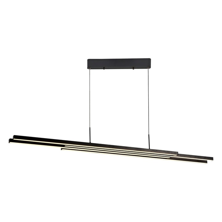 Pendul Opviq, model l1251, metal + acril, 4 x 20 W LED, 130x13x120 cm, 3000 k, 8000 lm, negru
