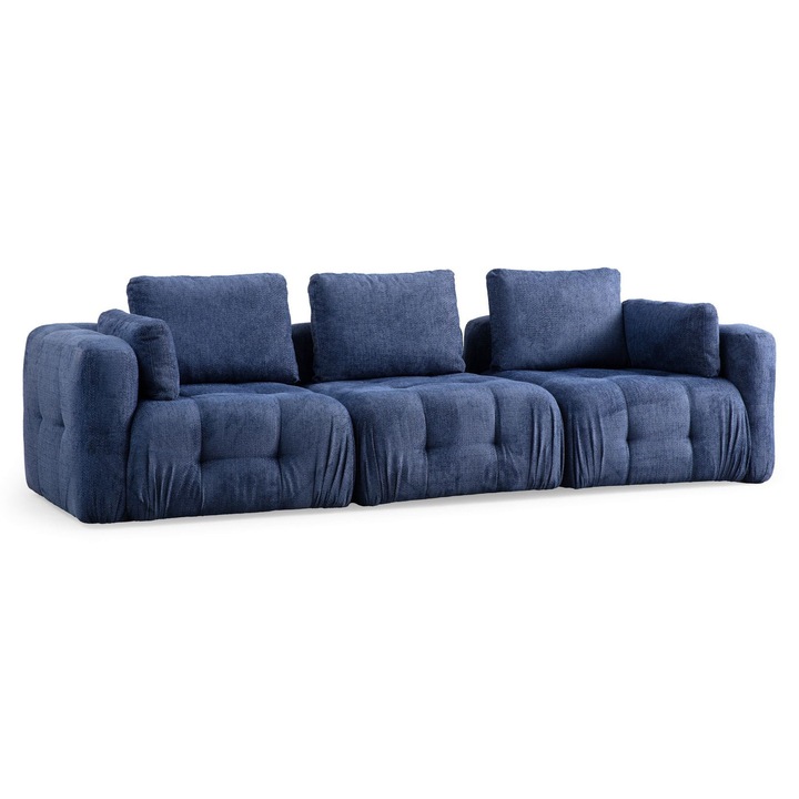 Canapea cu 3 locuri Amaris - albastru marin, Atelier Del Sofa 5846, lemn de fag / PAL / poliester
