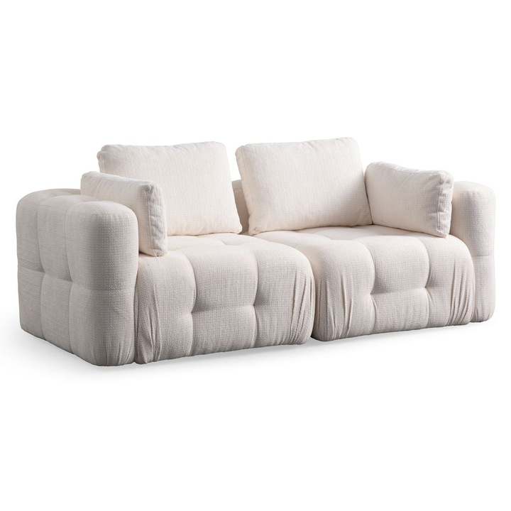 Canapea cu 2 locuri Amaris - alb, Atelier Del Sofa 5836, lemn de fag / PAL / poliester