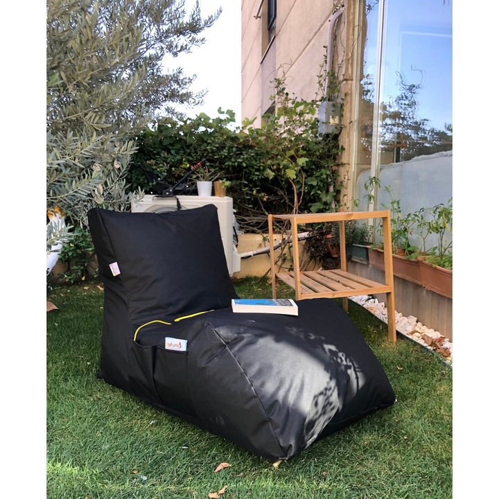 Babzsákfotel, Atelier Del Sofa, fekete, 60x75x110cm, ülésmagasság 30cm, levehető és vízálló huzat