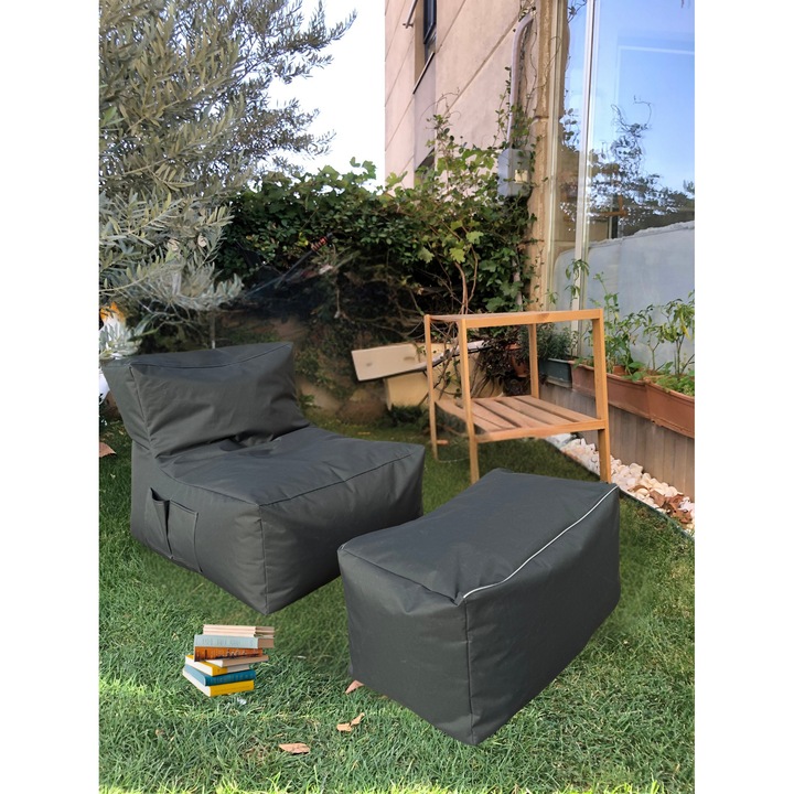 Set fotolii bean bag XXL - gri, Atelier Del Sofa, 75x70x95cm, impermeabil