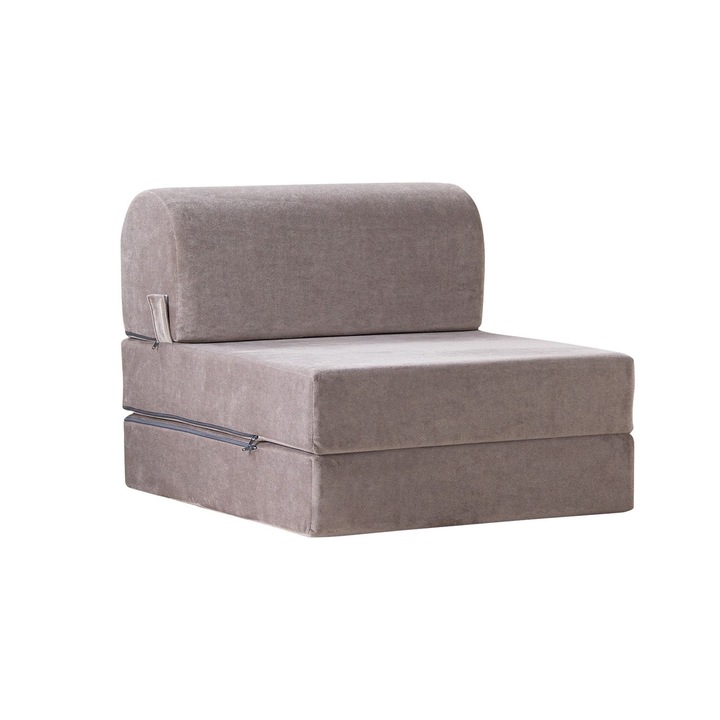 Разтегателен фотьойл 1 място, Atelier Del Sofa, светлосив, 65x78x57см, 65x180x15см