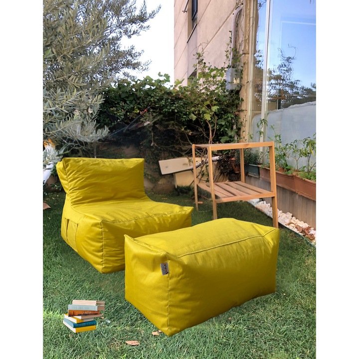 Set fotolii puf Atelier Del Sofa XXL galben 75x70x95cm