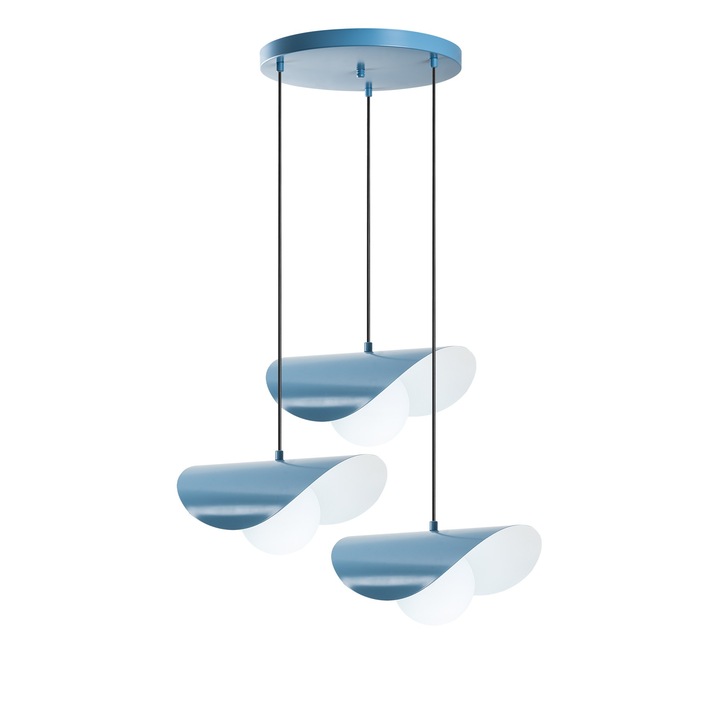 Lustra Opviq 6141, albastru deschis, 50cm, inaltime ajustabila 75-112cm, 3 x E27