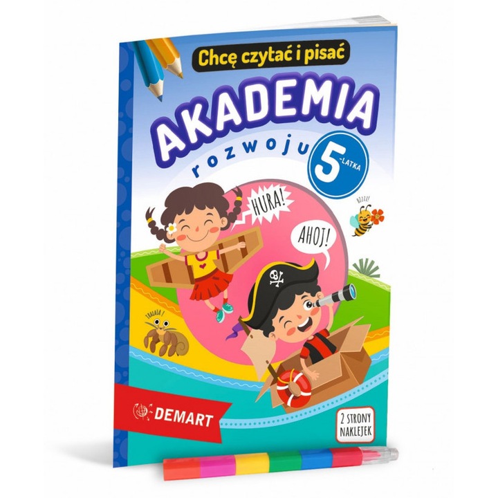 Akademia rozwoju 5-latka, Demart, activitati extracurriculare, 6 culori, carte cu stickere