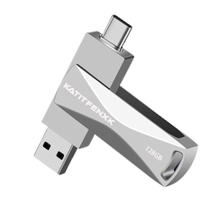 Stick Memorie USB 3.0, KATITFENXK®, 128GB, High Speed, Backup fisiere, Flash Drive 2 in 1, Adaptor Type-C, USB-A, Potrivit pentru telefoane mobile, computere si tablete, Argintiu