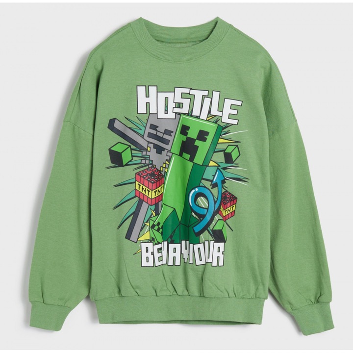 Bluza sport maneca lunga Minecraft Hostile Behaviour 32501, Verde