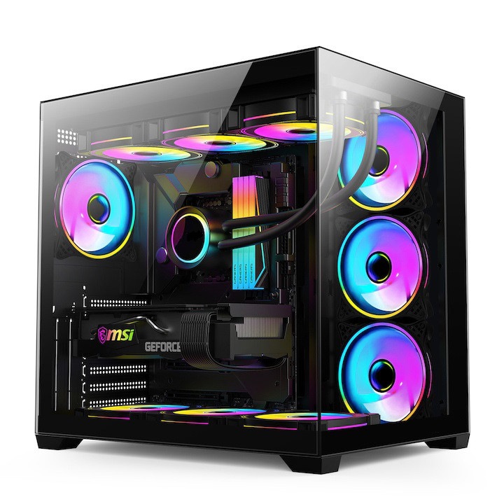 Sistem Desktop PC Gaming Intel Raptor Lake Refresh i9-14900Kf pana la 6.0GHz, 32GB DDR5, SSD 1TB M.2, nVidia RTX5070Ti 16GB GDDR7, Carcasa Cube LED, Licenta Microsoft Windows 11 Professional