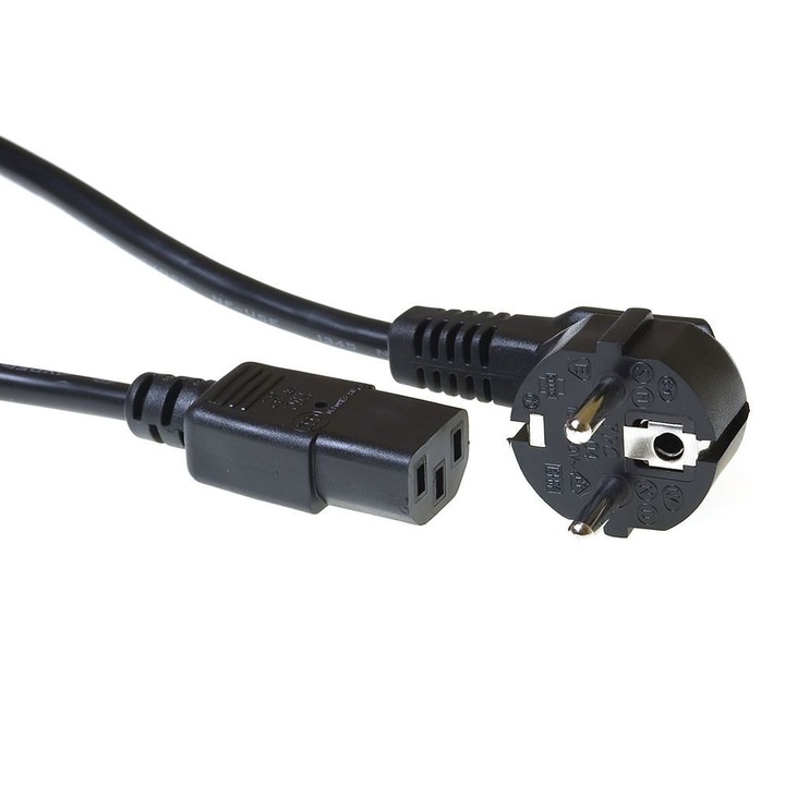 Cablu alimentare ACT Powercord Schuko CEE 7/7 unghiular-C13 IEC 0,5m negru