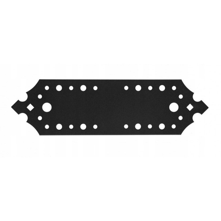Conector Plat Decorativ, Marca, Material: Otel Dc01, Utilizare: Conectori Plati Decorativi, Vopsit Cu Vopsea Pulbere Neagra, Norme De Siguranta Reglementate De Legislatia Constructiilor Din Romania, 230 mm x 65 mm x 2,5 mm, Negru
