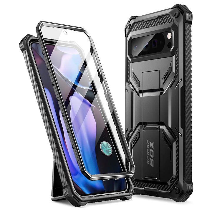Високозащитен калъф за Google Pixel 9 Pro XL + фолио, Timacondesign, B32, твърда пластмаса, I-Blason Armorbox, B32, твърда пластмаса, наситено тъмен цвят