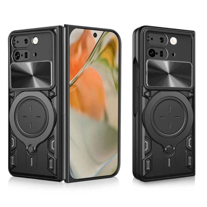 Високозащитен калъф за Google Pixel 9 Pro Fold, Timaconprotect, J46, твърда пластмаса, наситено тъмен цвят