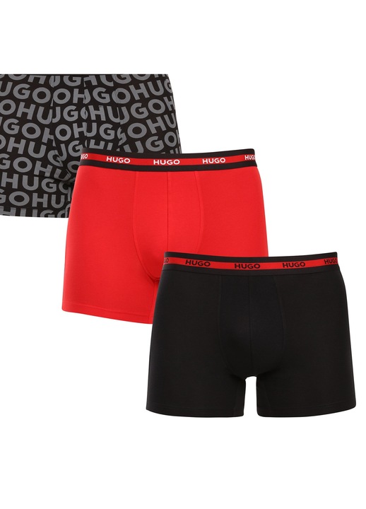 Boxeri barbati HUGO, set 3, design minimalist, bumbac si elastan, L INTL
