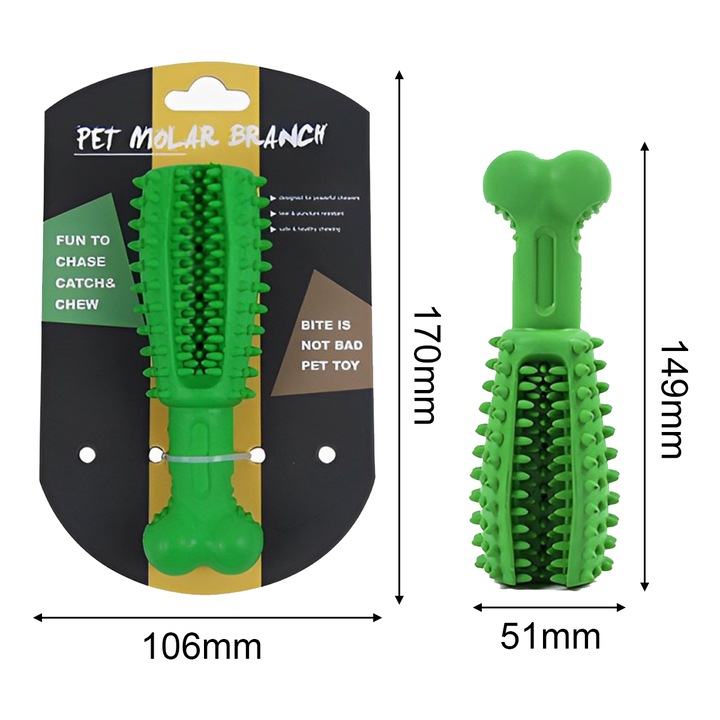 Kutyatisztító játék, rágható kutya fogkefe, rágható gumiból, fogzási játékok kutyáknak - fogtisztítás és leheletfrissítés Enforose