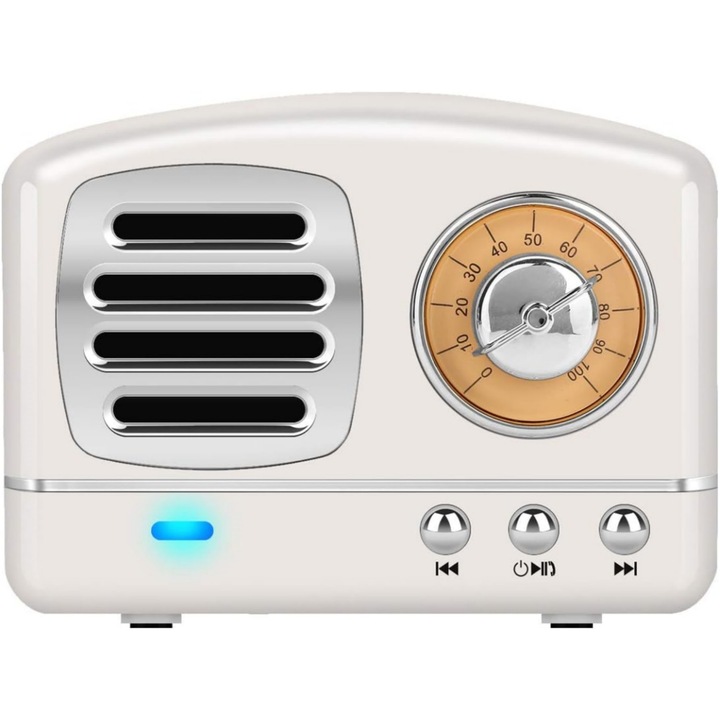 Retro vezeték nélküli sztereó hangszóró, hordozható retro Bluetooth hangszóró hangos hangzással, hívások fogadásával, Alexa támogatással, TF kártyával