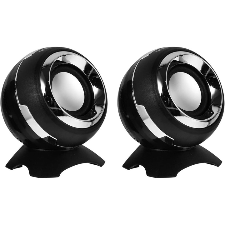 Mini USB PC hangszórók, sztereó dupla, fekete, hordozható
