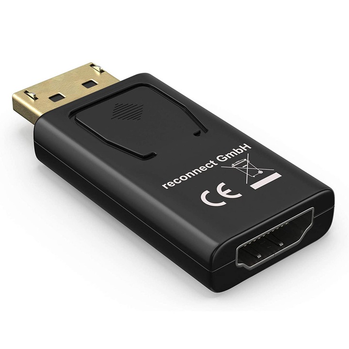 Adaptor DisplayPort la HDMI, 4K, negru, 20cm