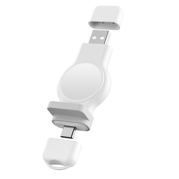 Incarcator wireless portabil HERUSI pentru Apple Watch alb