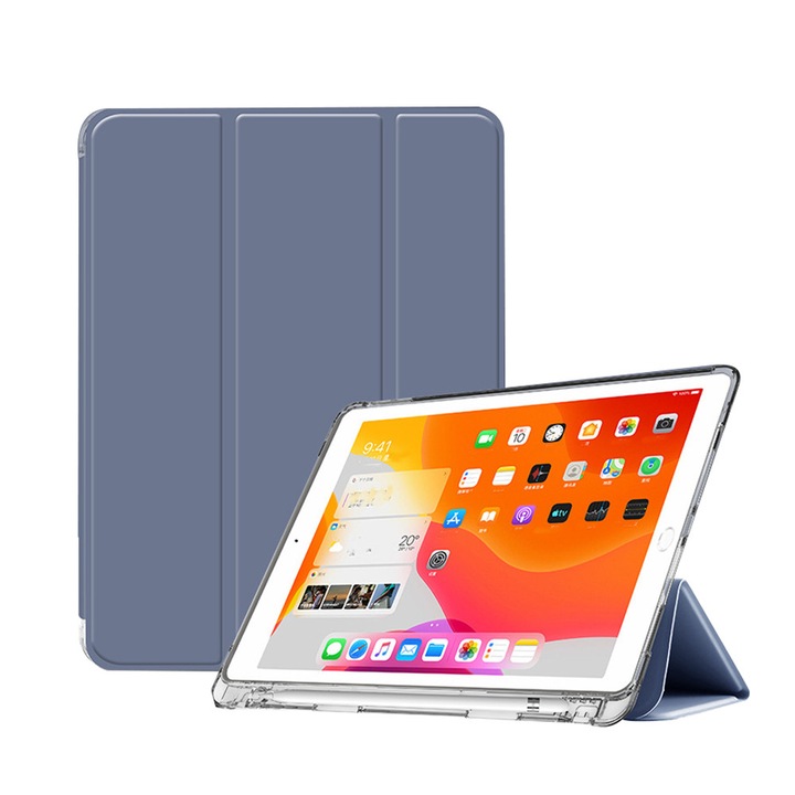 iPad Pro 2021 (11 hüvelykes) kompatibilis tok ceruzatartóval, átlátszó tok, automatikus alvás/ébresztés