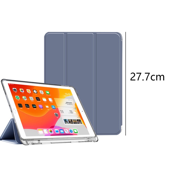 iPad Air4/5 (10,9 hüvelykes) kompatibilis tok ceruzatartóval, átlátszó fedéllel, automatikus alvás/ébresztés funkcióval