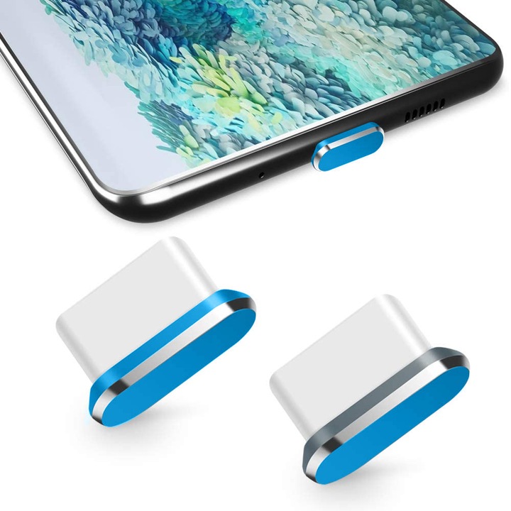 2 db-os csomag C típusú porvédő dugó, USB C port porvédő dugó, C típusú eszközökhöz, például Samsung/MacBook/VivoX5Pro/iPhone/Micro USB/Android modellekhez való porvédő dugó
