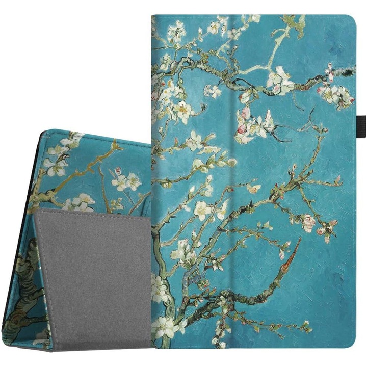 Fire HD 10 táblagép tok (kompatibilis a 7. és 9. generációval, 2017-es és 2019-es verziók) - Prémium PU bőr vékony állványos tok automatikus ébresztés/alvás funkcióval, virágos