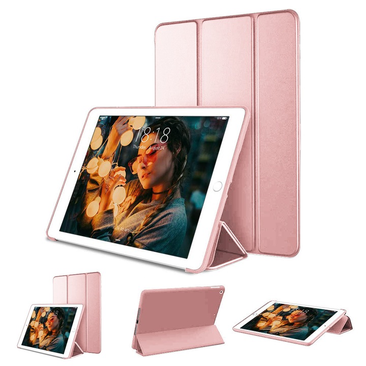 iPad 7. generációs tok Automatikus alvás/ébrenlét funkció Intelligens háromrészes tok iPad 10,2 hüvelykeshez, több nézési szögű állvánnyal és puha TPU hátlappal