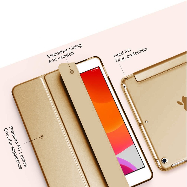 Okos táblagép tok, ultravékony, csúszásgátló, arany, iPad Mini 3/2/1-hez