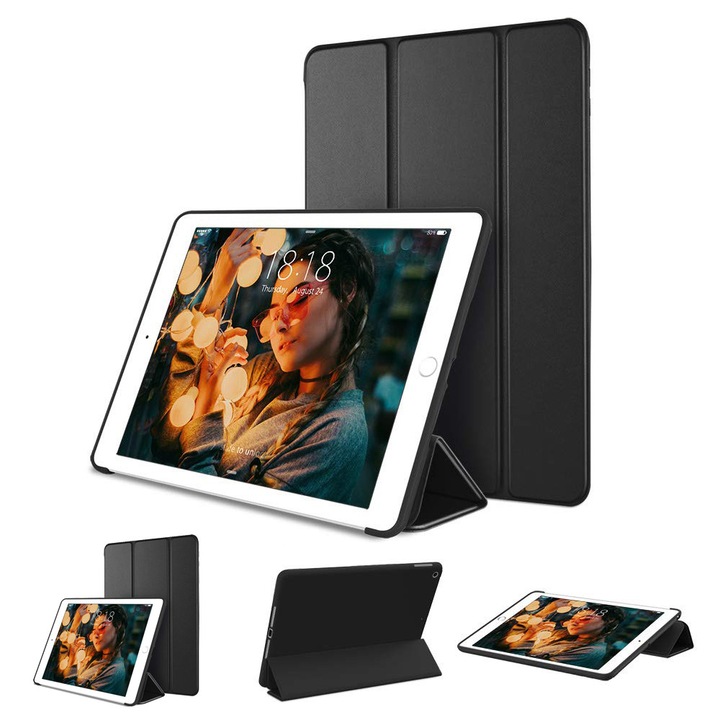 iPad 7. generációs tok, automatikus alvó/ébresztő funkcióval. Intelligens háromrétegű tok 10,2 hüvelykes iPadhez, több nézőpontú állvánnyal és puha TPU hátlappal.