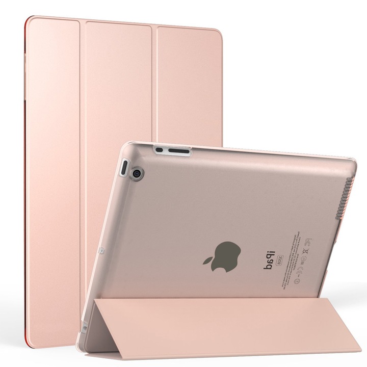 iPad 2 / 3 / 4 tok - Ultrakönnyű, vékony, Smart Shell tok áttetsző matt hátlappal (automatikus ébresztéssel / alvás funkcióval)