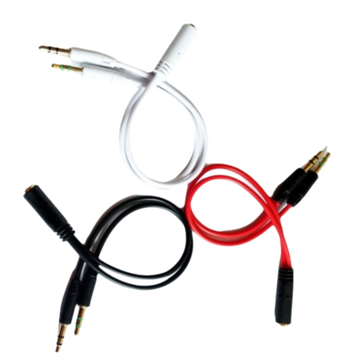 Fejhallgató elosztó számítógéphez 3,5 mm-es anya - 2 apa fejhallgató mikrofon audio Y elosztó kábel