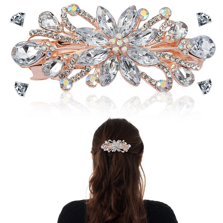 Fehér strasszos virágos hajcsat