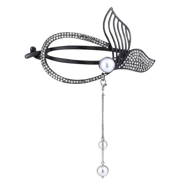 Hajcsat. Fém hajcsat erős tartással, hosszú bojtos lánccal, hajcsipesz, csúszásgátló hajcsipesz