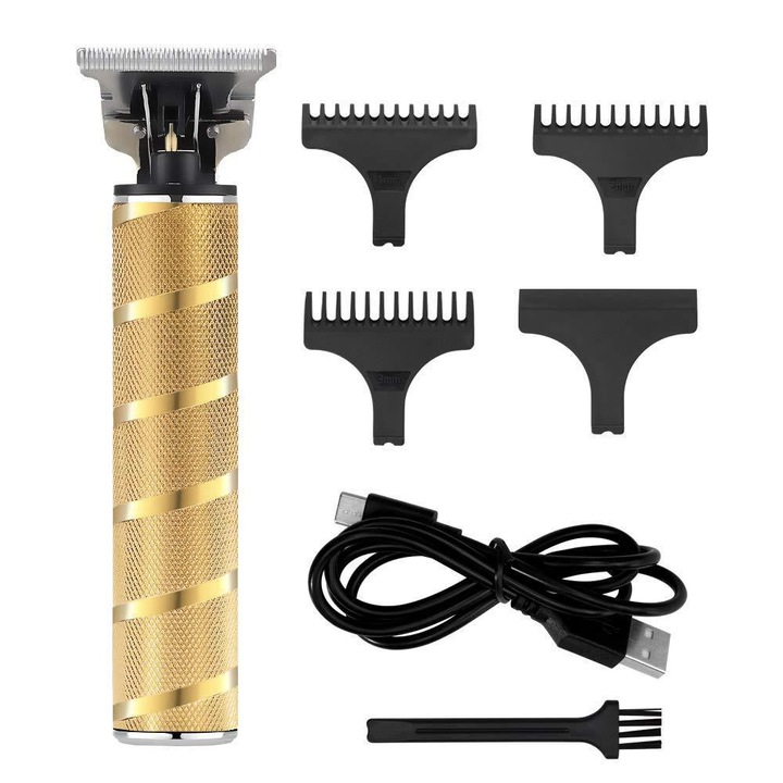 Hajvágó, titán kerámia penge, vezeték nélküli, USB töltés, fekete, kompakt