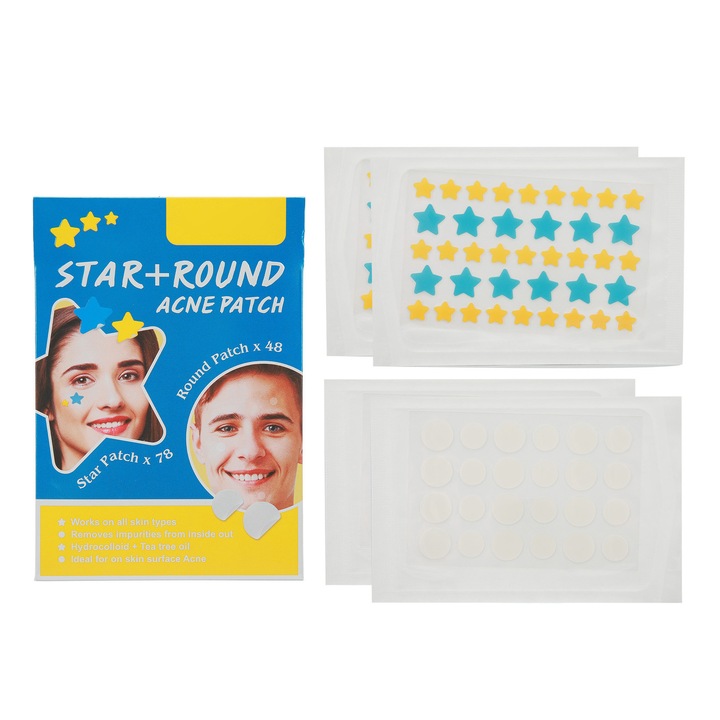 126x Csillag alakú pattanásfedő tapaszok teafaolajjal