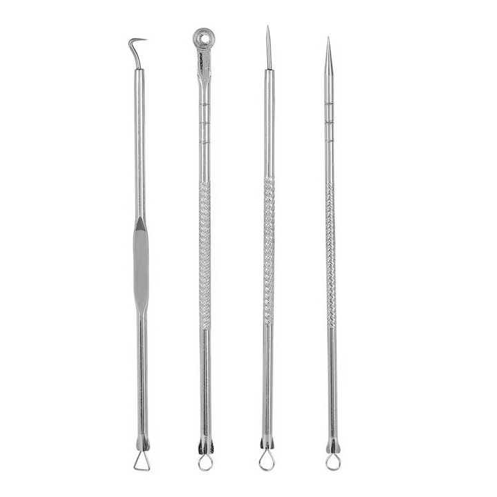 Инструменти за премахване на черни точки, екстрактор за комедони, ефективен комплект за премахване на акне, лечение на петна, бели точки, премахване на пъпки за кожата на носа и лицето.