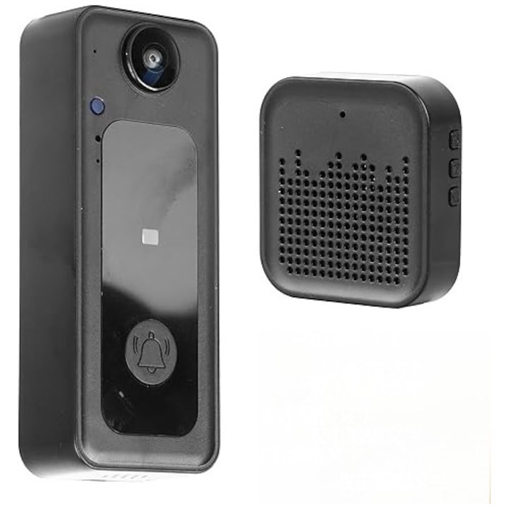 Sonerie Video Inteligentă Fără Fir, Comunicare Bidirecțională, Rezistentă la Apă, Negru, 4.17x1.77x0.94 in