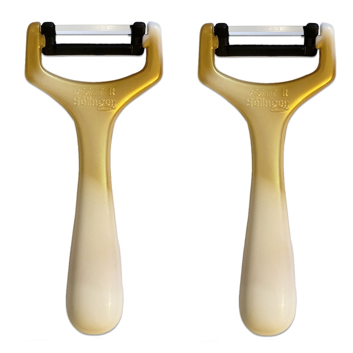 RKA Curatator legume - curatator fructe 2 piese Solingen, auriu-alb, lama din otel inoxidabil, ergonomic – Fabricat in Germania