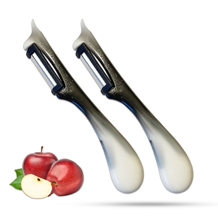 RKA Set 2 Curatator Solingen – Curatator Cartofi, Legume si Fructe, Alb-Negru – Pentru Dreptaci si Stangaci (lama interschimbabila)