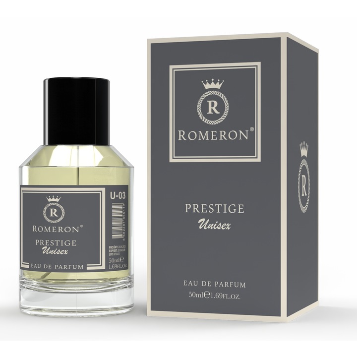 Apa de parfum unisex, ROMERON Prestige U-03, lemnos, 50 ml