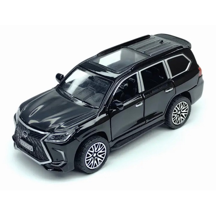 Játékautó, fémből, SUV modell, 5x12 cm, fekete