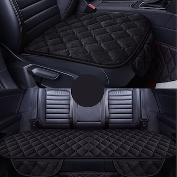Set 2 Huse Scaune Auto Elindor® Universale, Husa pentru Protectie Sezut Scaun, Ofera Protectie Pentru Bancheta Fata, Antialunecare, Piele PU, Model Matlasat, Buzunar Depozitare, Accesorii Masina Huse Interior, 51x50 cm, Negru