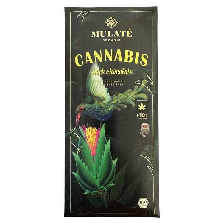 Ciocolata neagra Eco Mulate Cannabis, fara adaos de zahar, cu indulcitor 80 g