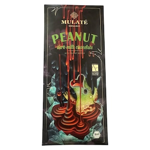 Ciocolata neagra cu lapte Eco Mulate cu unt de arahide, 80 gr