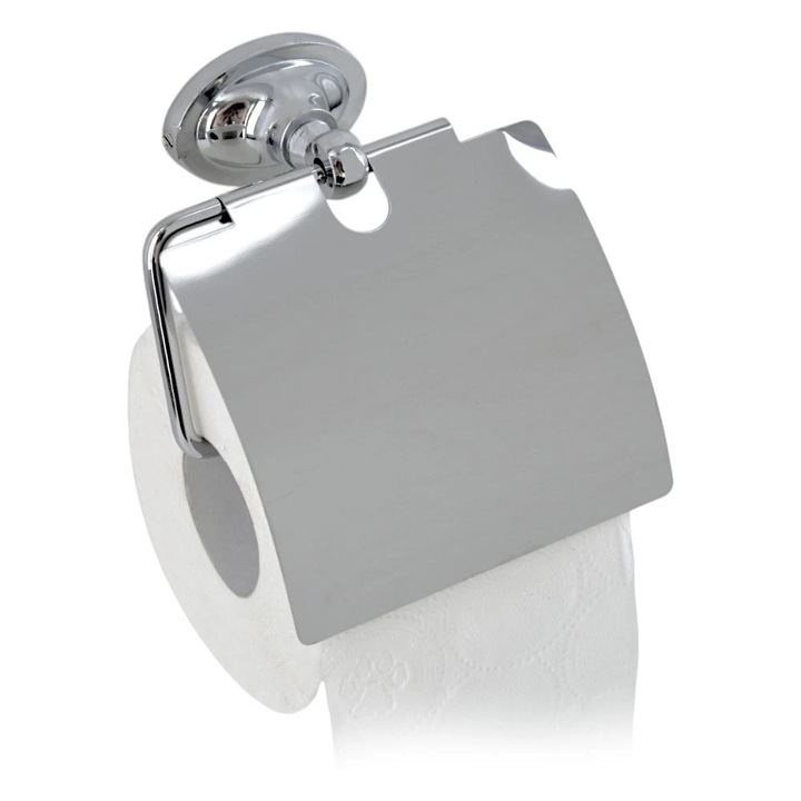 WC-papír-tartó, védfedéllel, falra szerelhető