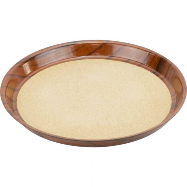 Tava servire rotunda cu invelis pluta adanca 36cm culoare cafea